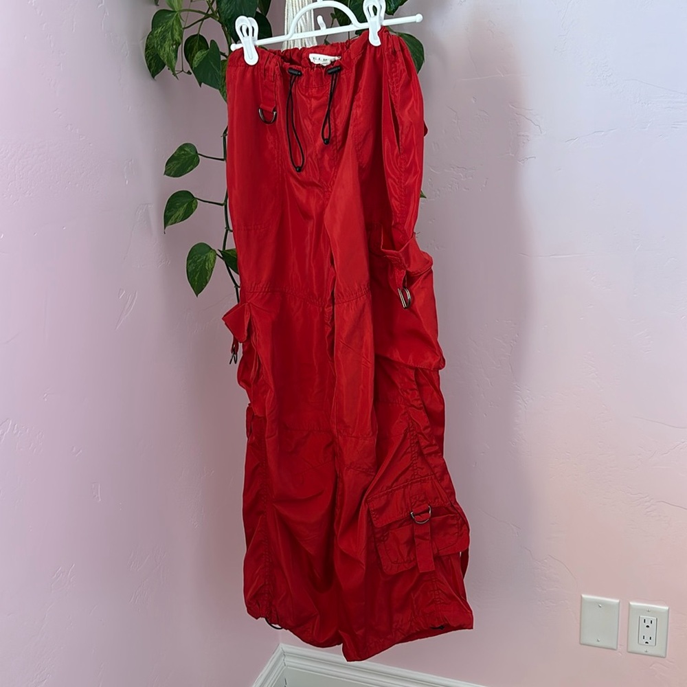 PACSUN - Red drawstring parachute pants